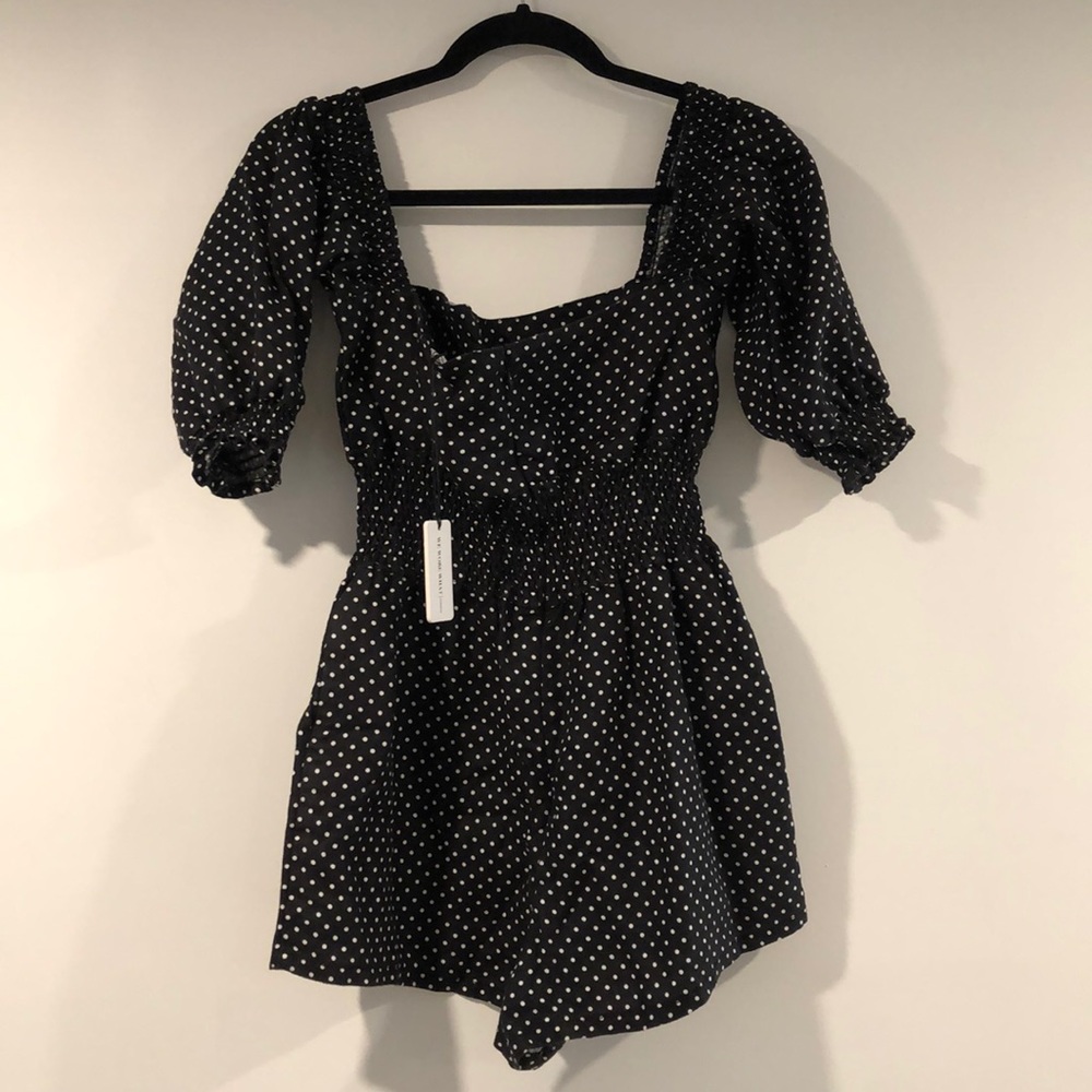 SOLD* WeWoreWhat Smocked Linen Romper - Picture 7 of 9